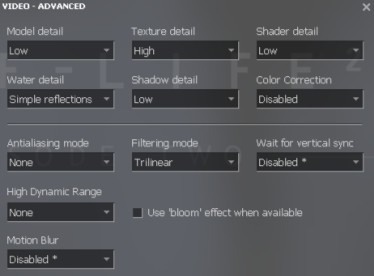 More Quality Settings/Visual Settings